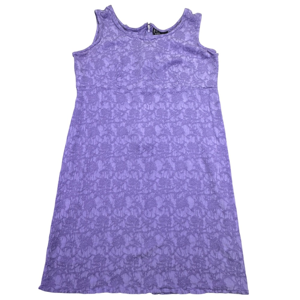 K Studio Collection Dress Women's Size 18 Purple Lace‎ Crinkle Sheath Floral